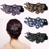 Yusier 4 PCS Flower Rhinestones Hair Clips Duckbill Clip Ponytail Clips Black Barrettes Decorative Clips Hair Accessorie