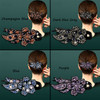 Yusier 4 PCS Flower Rhinestones Hair Clips Duckbill Clip Ponytail Clips Black Barrettes Decorative Clips Hair Accessorie