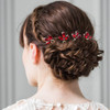 BETITETO Crystal Bridal Hair Pins Accessories 5 Pieces UShaped Rhinestone Headpiece for Wedding Party Wine Red