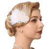 GENBREE White Feather Hair Clip 1920s Hair Accessories Fascinator Headpiece for Women