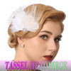 GENBREE White Feather Hair Clip 1920s Hair Accessories Fascinator Headpiece for Women