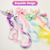 Ideal Swan 6 Set Unicorn Hair Extensions Clip Colorful Curly Hair Extensions for Girls Cute Unicorn Accessories Hair Cli