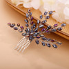 Chargances Rhinestone Bridal Wedding Hair Comb Purple Flower Bridal Side Comb Beaded Crystal Hair Vine Pieces Handmade H