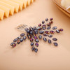 Chargances Rhinestone Bridal Wedding Hair Comb Purple Flower Bridal Side Comb Beaded Crystal Hair Vine Pieces Handmade H