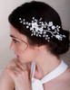 Chargances Bridal Rhinesotne and White Flower Hair Clips Wedding Pearl Crystal Barrette Silver Handmade Hair Accessories