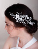 Chargances Bridal Rhinesotne and White Flower Hair Clips Wedding Pearl Crystal Barrette Silver Handmade Hair Accessories
