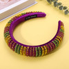 NVENF Mardi Gras Headbands Crystal Rhinestone Padded Headbands for Women Beaded Crystal Embellished Hairband Wide Bejewe