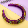 NVENF Mardi Gras Headbands Crystal Rhinestone Padded Headbands for Women Beaded Crystal Embellished Hairband Wide Bejewe