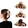3 Pcs 433 Inch Large Hair Claw Clips Braided Fluffy Plush Flower Hair Catch Barrette Jaw Clamp for Women Girls Strong Ho