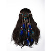 Gangel Bohemian Turquoise Feather Headband Indian Headdress Dreamcatcher Hippie Feather Headpiece with Blue Peacock Feat