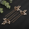 Teyglen 3pcs Crystal Bridal Hair Pins Rose Gold Rhinestone Wedding Hair Piece Hair Accessories for Bride Handmade Red Bl