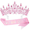 Bolonar Silver Crystal Crown for Women Queen Tiara with Combs Glitter Birthday Sash