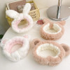 Hofar Cute Bear Face Wash Headband Hairband with Bear Ears Coral Fleece Cartoon Cute Creative Hair Accessories RabbitWhi