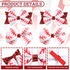 Whaline 4Pcs Baseball Glitter Hair Bow Clips Red and White Baseball Prints Cheer Hair Barrettes Grosgrain Ribbon Sports
