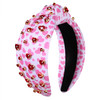 PHALIN Valentines Day Headband for Women Beaded Heart Knotted Headband Embellished Crystal XOXO Headbands Valentines Day