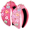 CEALXHENY Hairband 2PCS Valentines Day Headbands Accessories for Women Red Pink Beaded Heart Headband Jeweled Rhinestone