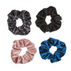 The Original Scrunchie Luxury Velvet Gift Set Includes 4 Unique Scrunchies Leopard Black Pink Teal in Acrylic Presentati