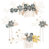 Kisangel Rhinestone Pearl Hair Accessories 4pcs Floral Hair Combs Hair Clips and Wedding Hair Comb Set for Brides Green