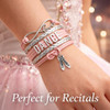 Dance Bracelet Pink and Silver Ballet Charm Bracelet with Ballerina Shoes Love Infinity Wrap Bracelet Gift for Dancers R