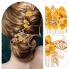 FOMIYES Bridal Hair Comb and Pins Set Yellow Flower Headpiece for Wedding Party and Evening 4 Pieces Zinc Alloy Hair Acc