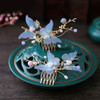 Minkissy Chinese Hair Accessories Hair Sticks With Chain Chinese Hanfu Hair Pins Side Comb Cherry Blossom Headpiece For