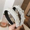 Wiwpar Pearl Headbands Wide Hair Hoop with Pearls Elegant White Pearl Head Band Headwear Bridal Hair Hoop Wedding Hair A