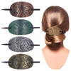 NICENEEDED 4Pcs Vintage Faux Leather Hair Accessories Barrettes Oval Ponytail Holders Hair Slides for Women Girls