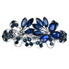 Vintage Sparkly Hair Barrettes Decorative Hair Clips French Navy Blue Rhinestone Barrettes Crystal Flower Hair Pins Hair