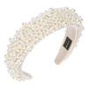 QIANXUAN Fashion Headbands For Womens Hair White Pearl Headbands For Girls Black Padded Headband Beading Pearls Hair Acc