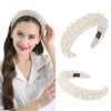 QIANXUAN Fashion Headbands For Womens Hair White Pearl Headbands For Girls Black Padded Headband Beading Pearls Hair Acc