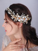 JWICOS Gold Wedding Headband Pearl Flower Bridal Hair Comb for Wedding Crystal Hair Accessories for Women Girls Wedding