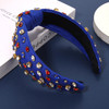 NVENF Rhinestone Knotted Headbands for Women Crystal Beaded Jeweled Headbands Top Knot Hairbands Womens Fashion Hairband