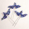 BERYUAN 3PCS Teardrop Crystal Hair Pins Wedding Hair Accessories for Flower Girls Bridal Headband PEACOCK GREEN