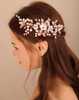 Xerling Rose Gold Brides Wedding Crystal Hair Vine Floral Flower Headpiece Rhinestones Pearl Flower Hair Accessories Hea