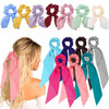 JOACHIO 14 Pieces Hair Scarf Scrunchies Satin Scrunchies with Bow Hair Ties Bunny Ear Hair Bands Bowknot Hair Accessorie