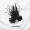 GORTIN 1920s Black Feather Hair Clip Peacock Rhinestone Headpiece Art Deco Headband for Women Girls Party Prom and Forma