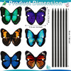 Jutom 6 Pcs Colorful Hair Barrettes with Butterfly Faux Leather Clips Wood Stick for Women and Girls Hair Accessories