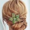 Casdre Flower Bride Wedding Hair Comb Silver Green Rhinestone Bridal Hair Piece Crystal Evening Party Hair Accessories f