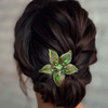 Casdre Flower Bride Wedding Hair Comb Silver Green Rhinestone Bridal Hair Piece Crystal Evening Party Hair Accessories f