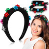 Yilloog 2 Pcs Christmas Headband Bow Velvet Padded Headband Xmas Holiday Party Gift for Women Accessory Festive Present