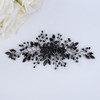 Teyglen Bridal Black Crystal Hair Vine Vintage Black Headpiece Flower Wedding Headband Handmade Black Rhinestone Pearl H