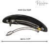 Parcelona French Oval Large Gray Black French Hair Barrette Clip for Girls Handmade for Thick Volume Hair Strong Hold Gr