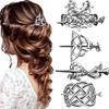 4 Pieces Retro Silver Viking Celtic Hair Clips Vintage Metal Hair Slide Barrettes Hair Clips Hair Sticks Hair Accessorie