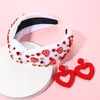 GLBCC Valentines Day Headband Heart Embellished Knotted Headband for Women Red Hair Accessories Gift Item Type Keyword V