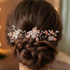 Heread Pearl Bride Wedding Hair Pins Leaf Bridal Head Piece Flower Hair Accessories for Women and Girls Pack of 3 Rose G