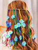 GENBREE Boho Daisy Headband Rainbow Braided Headpiece Summer Beach Tassel Hairband Floral Hippie Hair Accessories for Wo