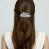 EVER FAITH Austrian Crystal Bridal Hibiscus Cream Simulated Pearl Hair Clip Barrette Clear SilverTone