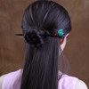 Ebony Wooden Vintage Leaves Hair Stick Handmade Carved Hair Pins 708 Chinese Hair Chopsticks for Women1pack