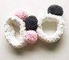 CRIZAN 4 Pack Cute Plush Panda Bear Ear Hair Band for Washing Face Beauty Spa Facial Headband Makeup Running Sport Headb
