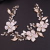 Teyglen Womens Gold Flower Pearls Leaves Headband Hair Vine Wedding Hair Pieces Vintage Hair Accessories Jewelry for Wom